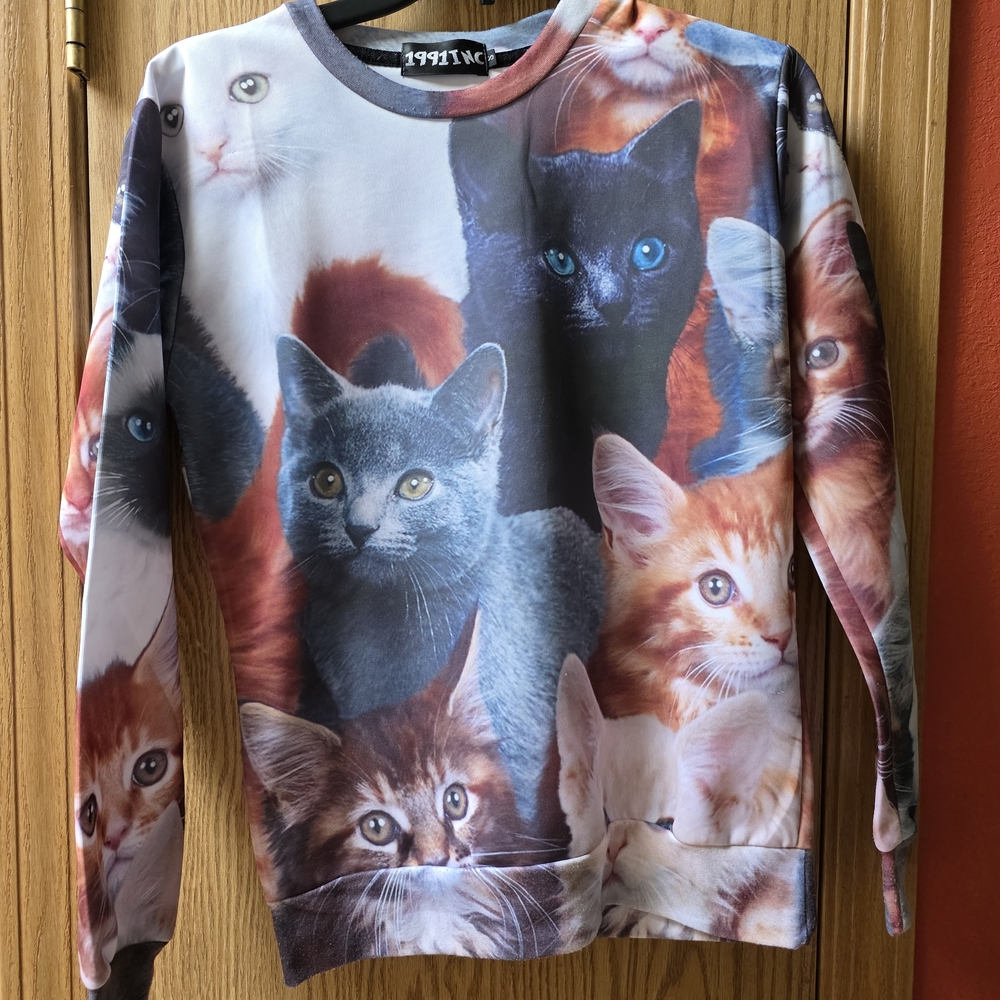 Colorful Cat Print Women's Sweatshirt